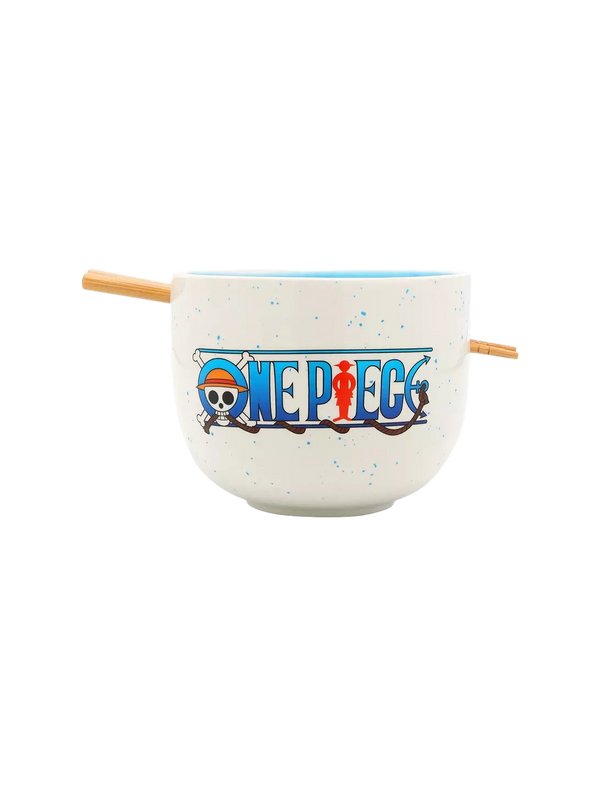 One Piece Logo Speckled Ramen Bowl With Chopsticks AE Toy Box