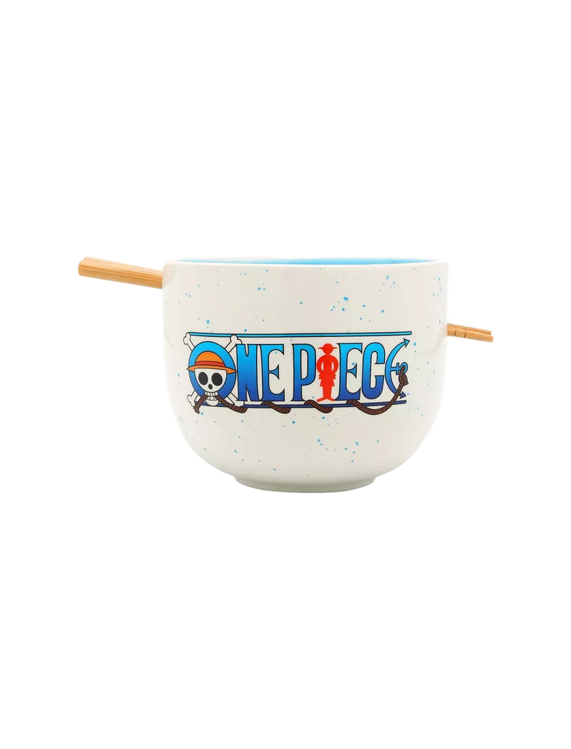 One Piece Logo Speckled Ramen Bowl With Chopsticks AE Toy Box