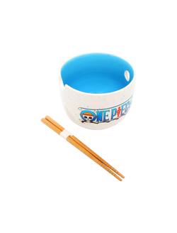 One Piece Logo Speckled Ramen Bowl With Chopsticks AE Toy Box