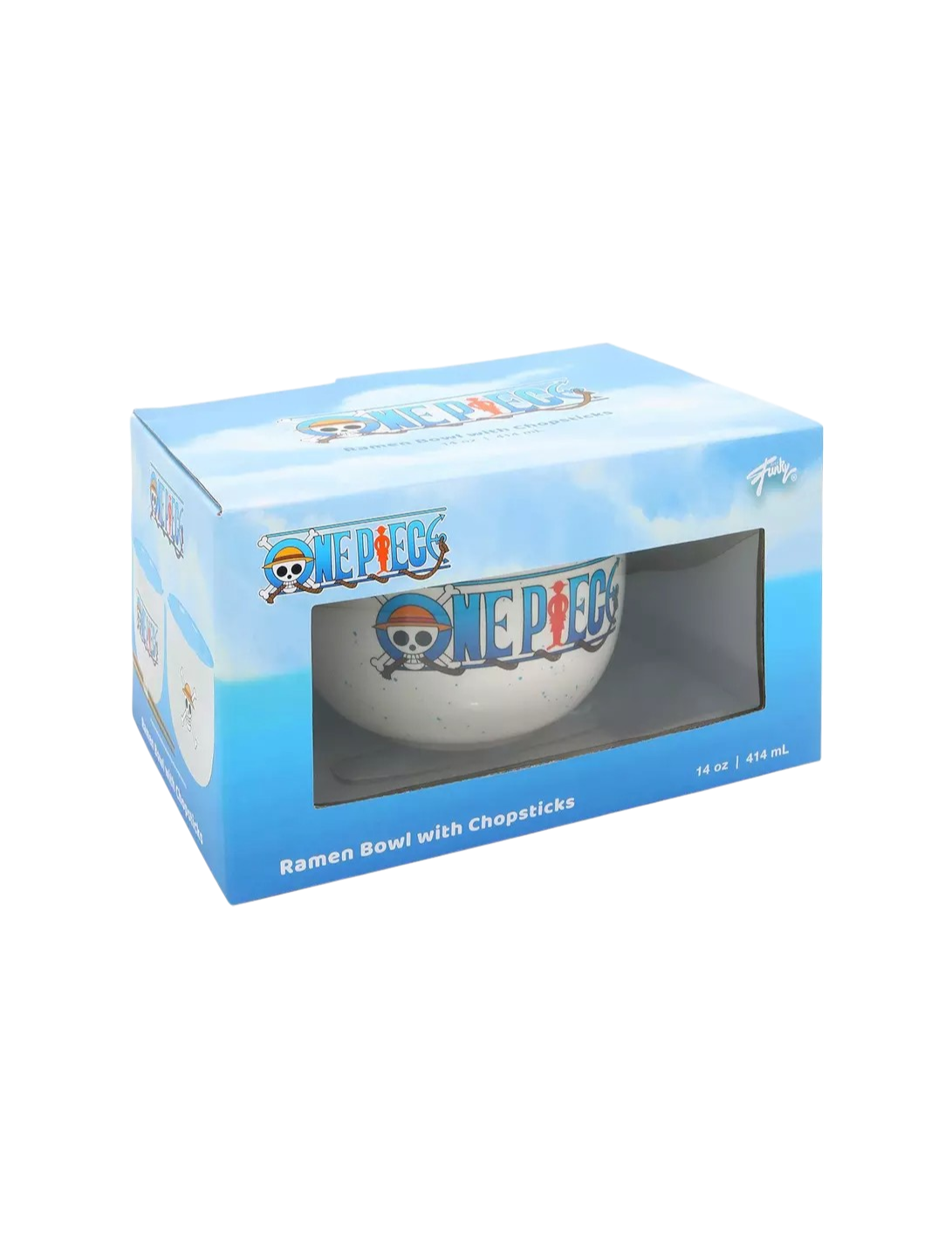One Piece Logo Speckled Ramen Bowl With Chopsticks AE Toy Box