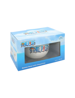 One Piece Logo Speckled Ramen Bowl With Chopsticks AE Toy Box
