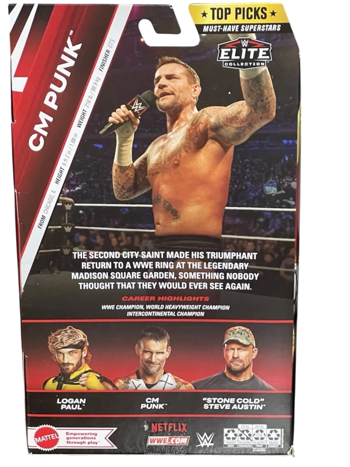 WWE Netflix RAW CM Punk Elite AE Toy Box