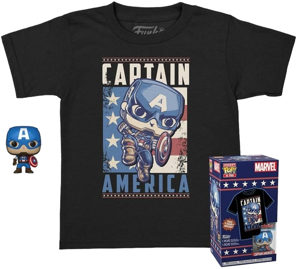 Pocket Pop and Tee: Marvel - Captain America, Kids Medium Funko Toy Store