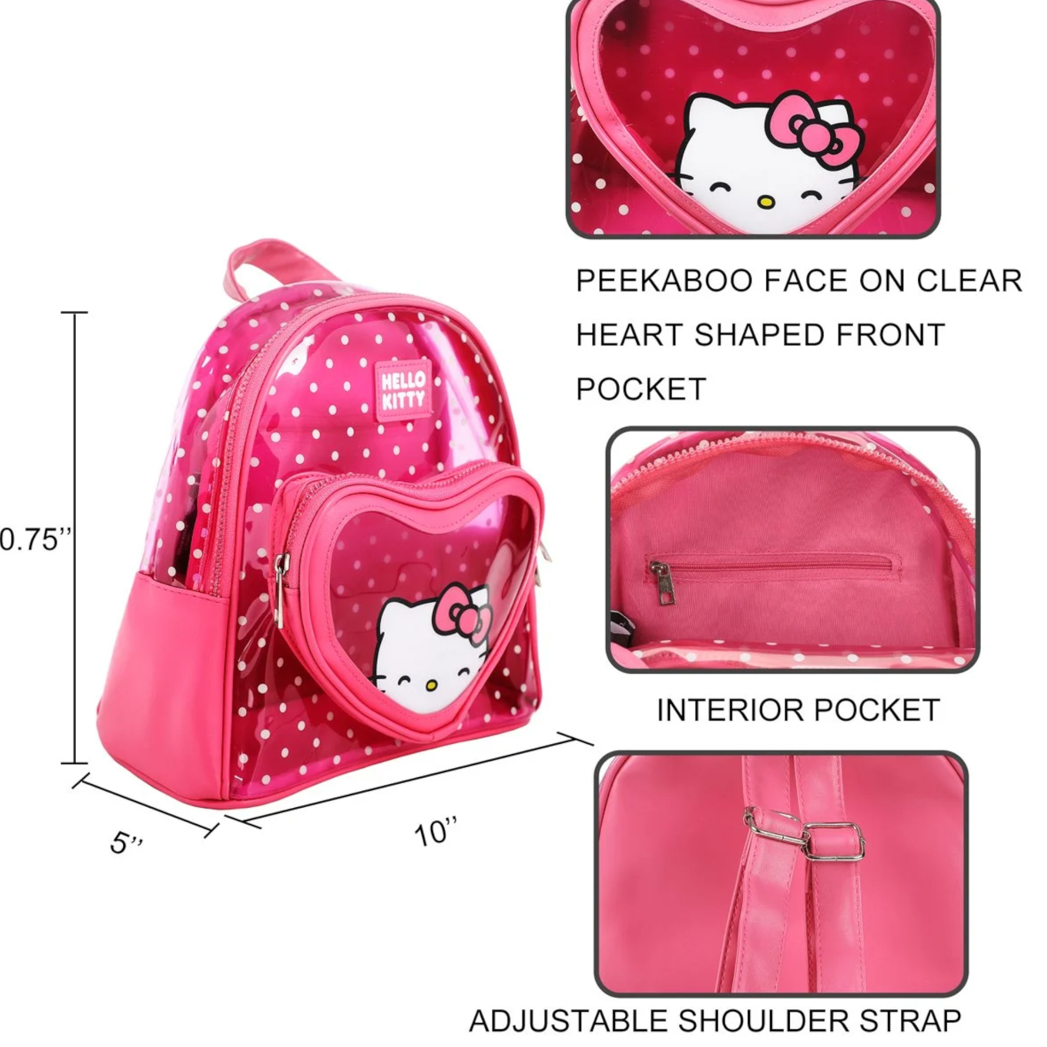 Sanrio Hello Kitty Polka Dot Peek-A-Boo Mini-Backpack AE Toy Box