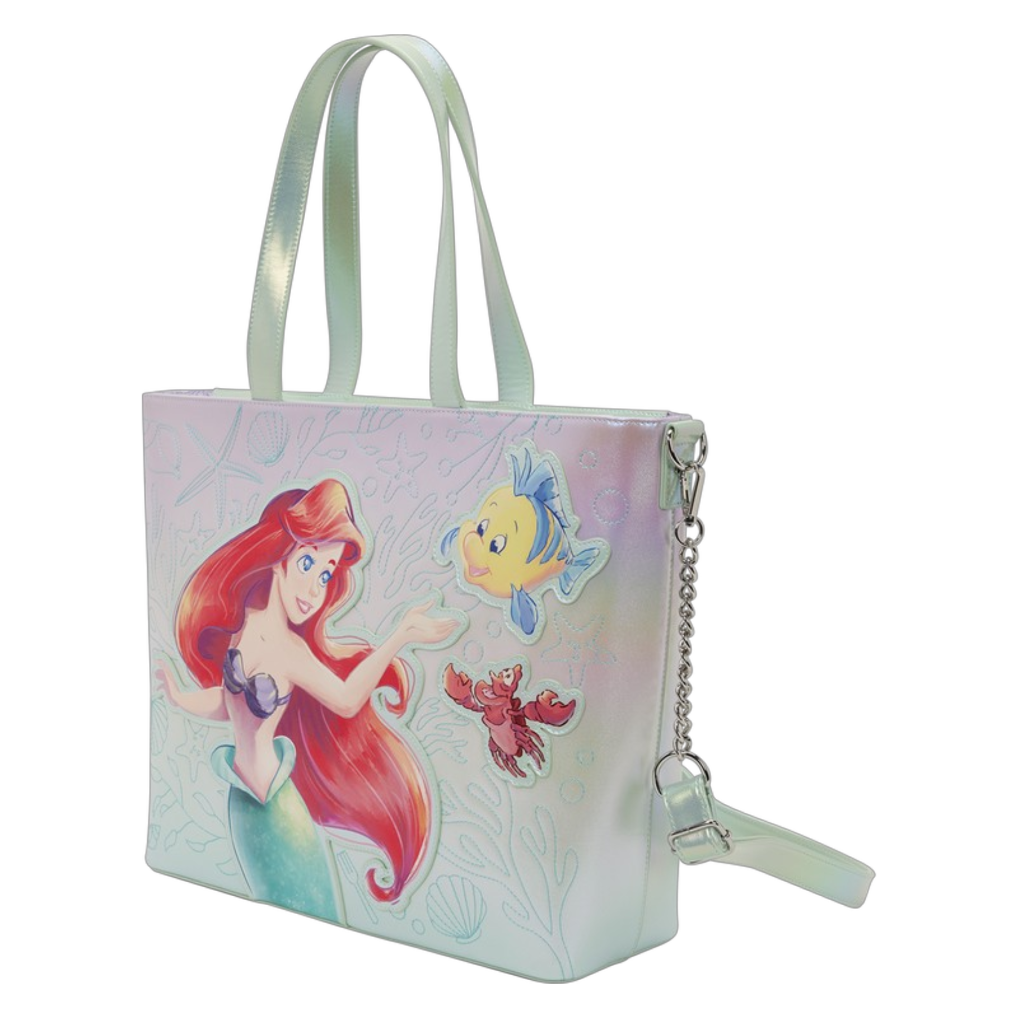 Disney The Little Mermaid Ariel, Flounder & Sebastian Tote Crossbody Bag (with Coin Bag) | AE Toy Box