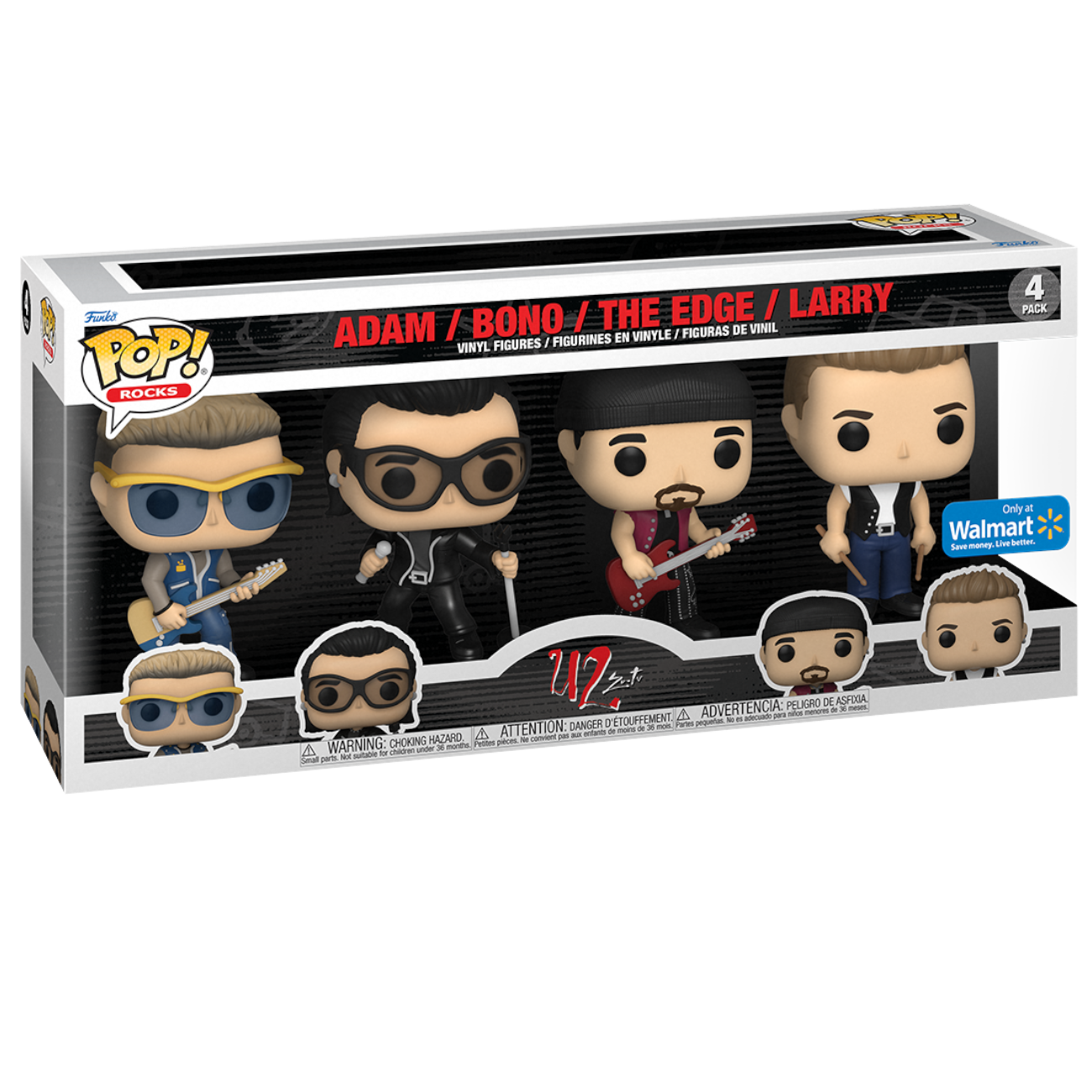U2 - Zoo TV - Adam/Bono/The Edge/Larry - 4pk - Walmart Funko Toy Store